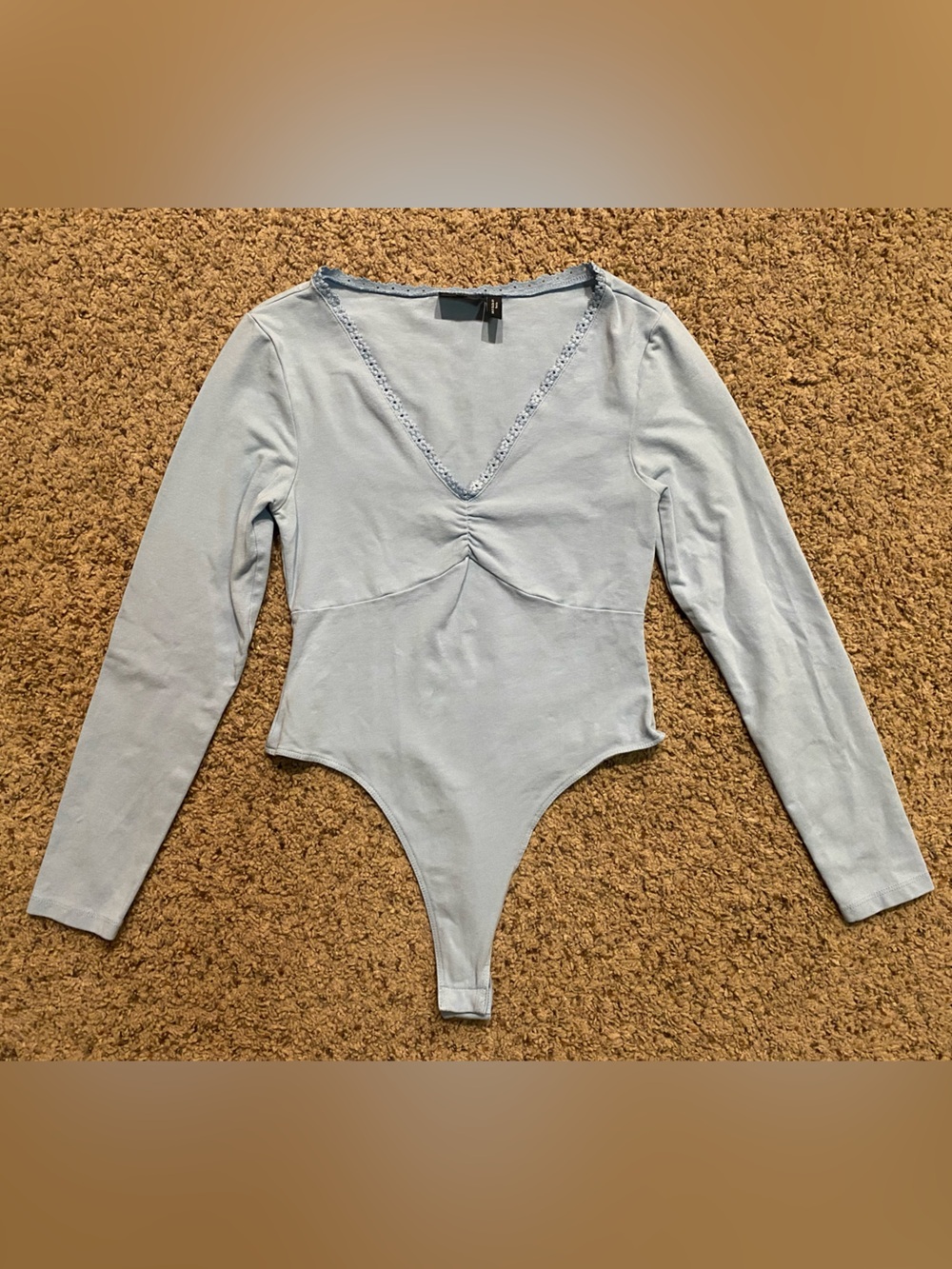 asos Design long sleeve light blue 4 petite bodysuit